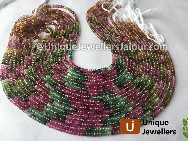 Multi Tourmaline Faceted Roundelle Beads